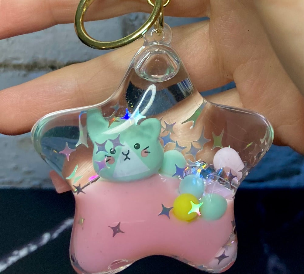 Liquid Filled Animal Globe Charm Water Ball Keychain