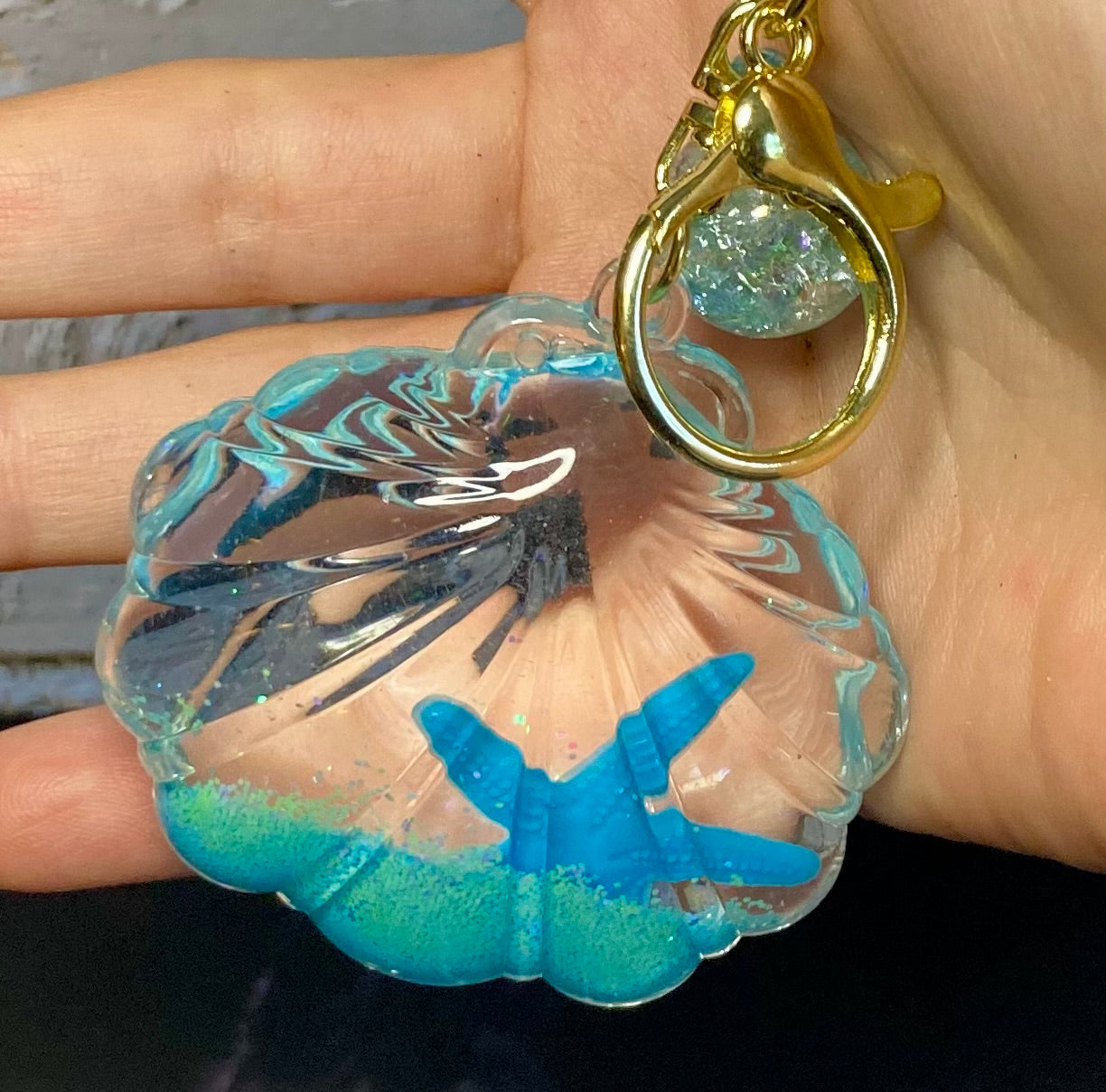 Liquid Filled Animal Globe Charm Water Ball Keychain