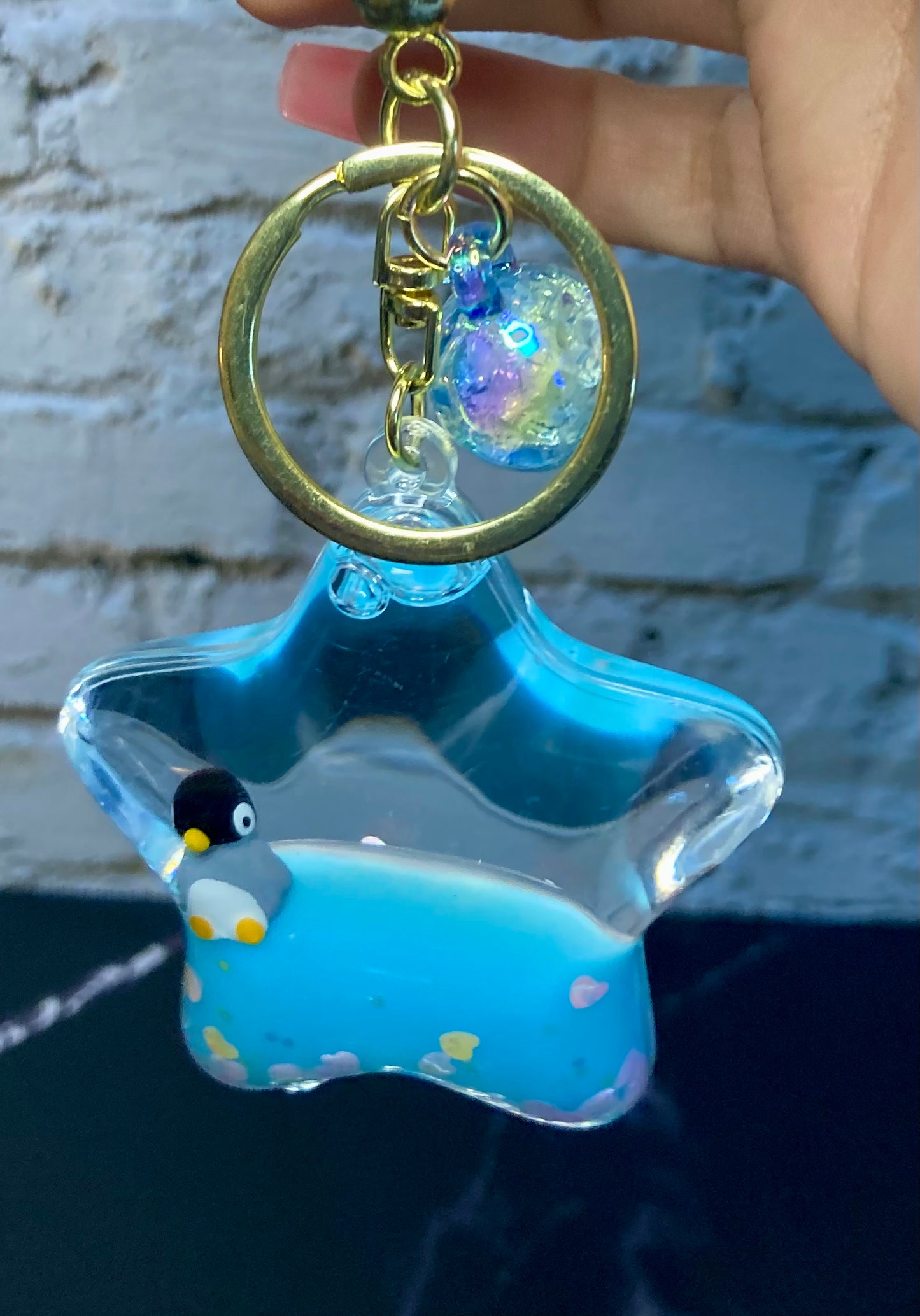 Liquid Filled Animal Globe Charm Water Ball Keychain