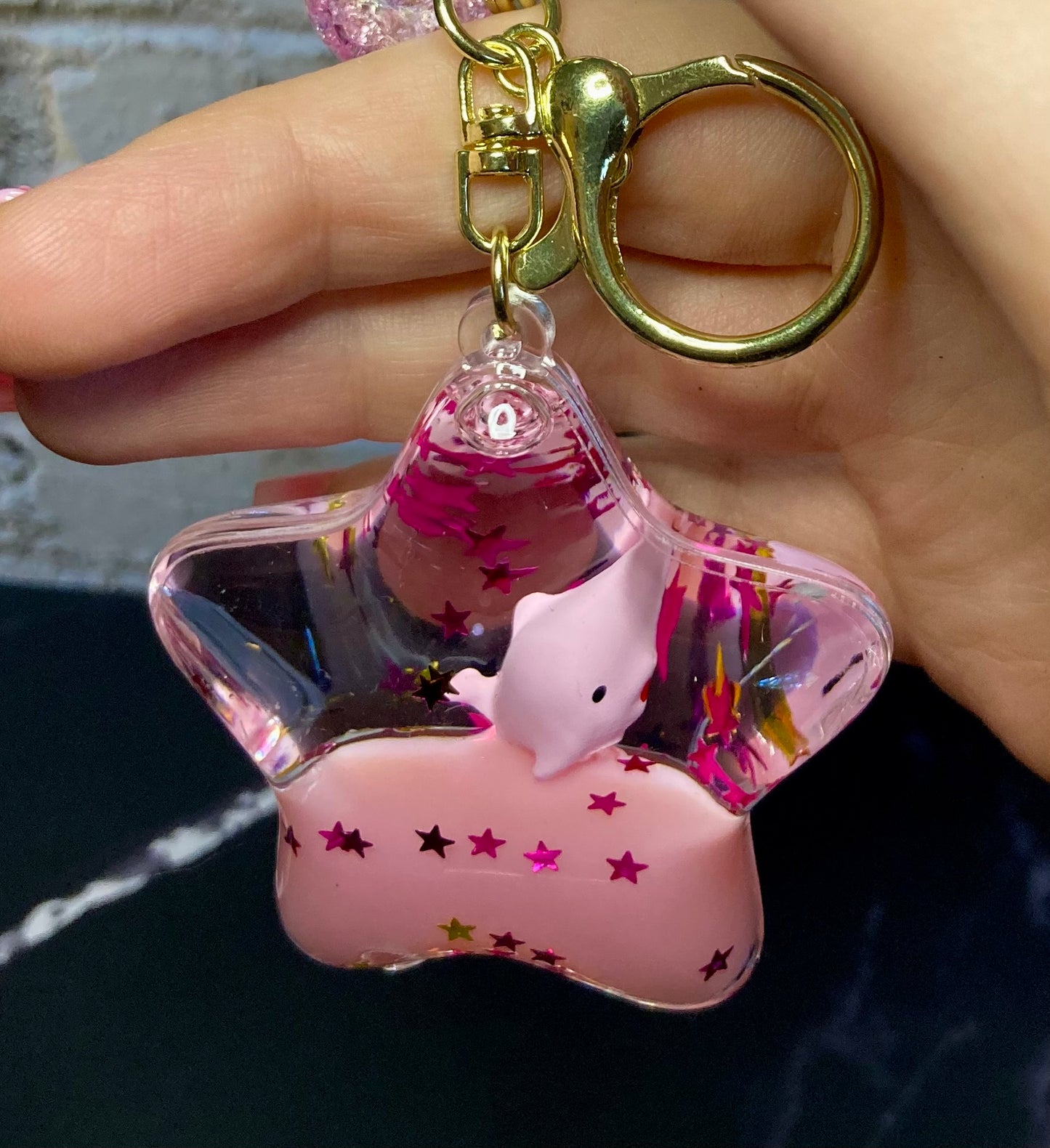 Liquid Filled Animal Globe Charm Water Ball Keychain