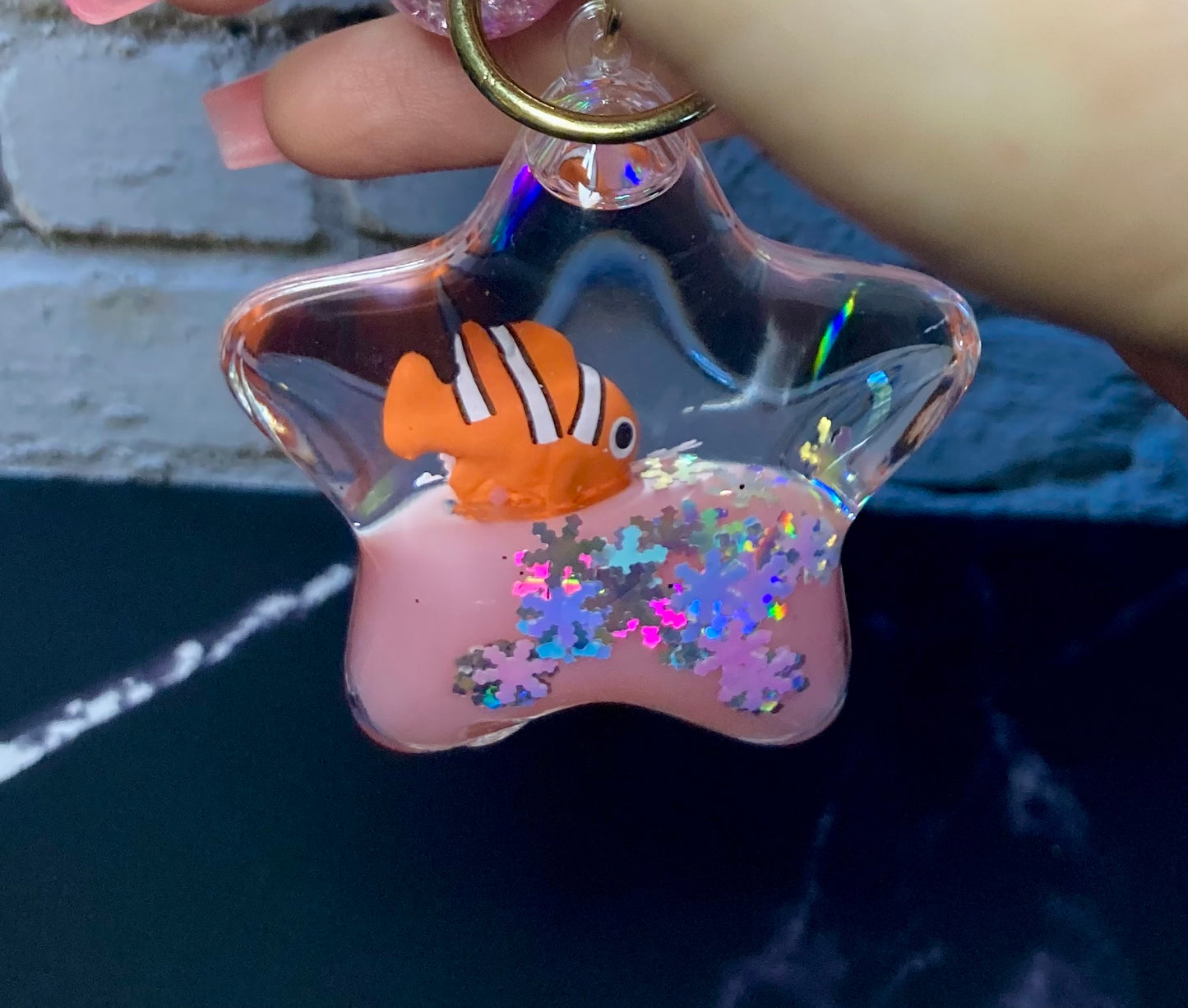 Liquid Filled Animal Globe Charm Water Ball Keychain